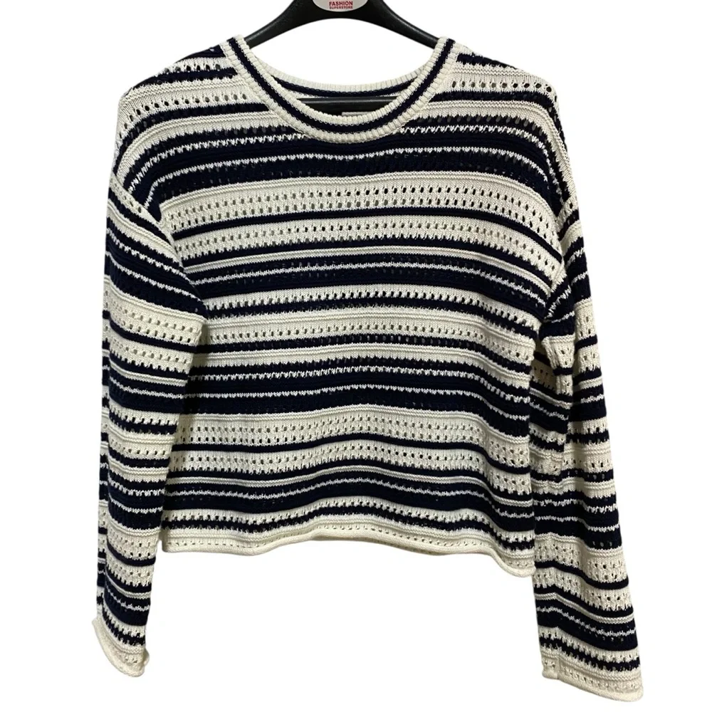 Old Navy Girls Sweater Jeans Set Navy and Cream Size 14 Wide-Leg